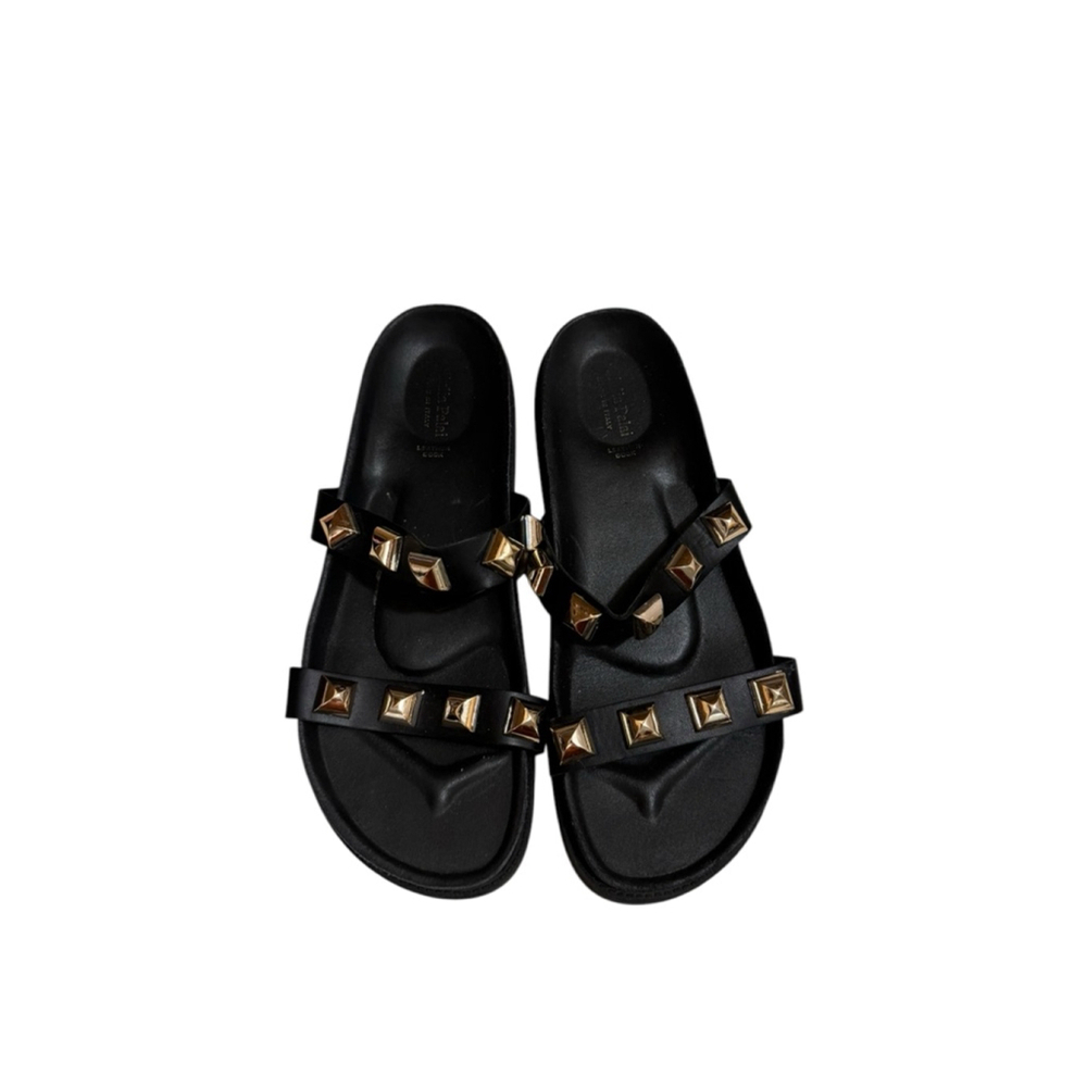 Giulia Palai Women’s Shoes Sandals Black Gold Studded Size 9.5 - Picture 3 of 9